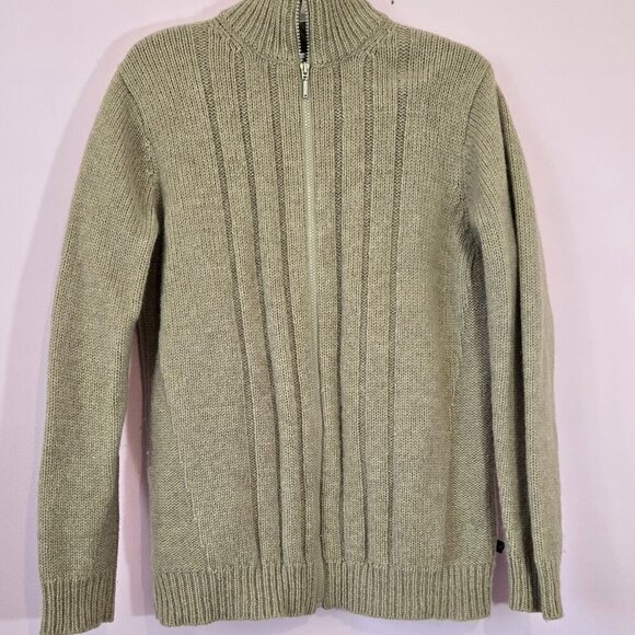 Y2K Ellesse Vintage 100% wool Mens Cardigan Full Zip Tan XL - Picture 1 of 7